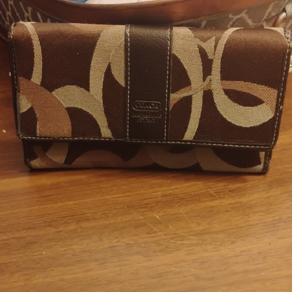 Coach Signature Brown and Tan Wallet
